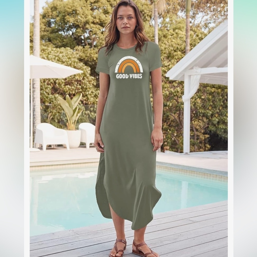 Women’s Beach
Short Sleeve Split Casual Loose
Maxi Dress